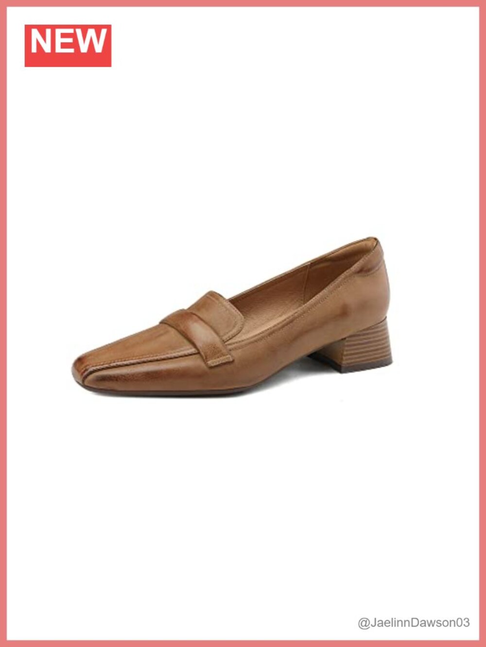 Genuine Leather Pointed Toe Low Heel Slip-On Loafers Women's Handmade